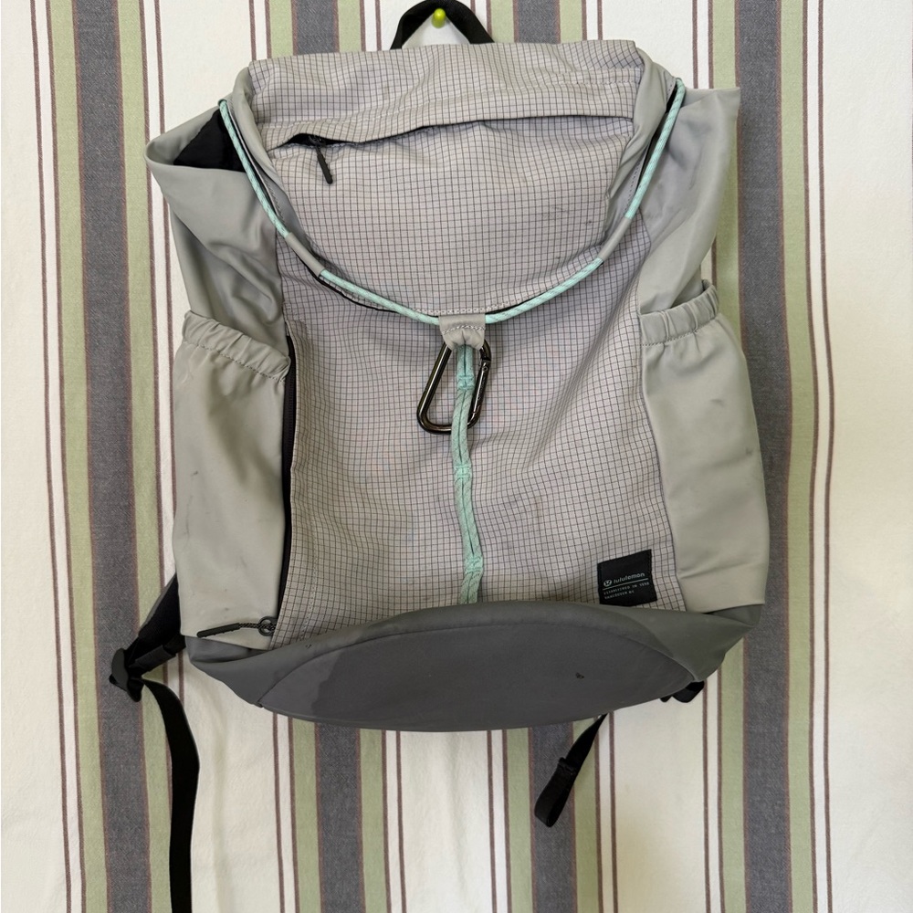 Gray Hiking Backpack with blue Accents